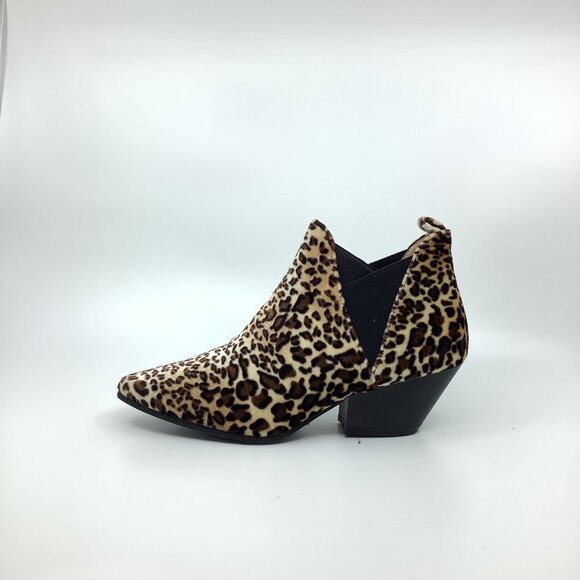 Qupid Brown Leopard Print Fashion Boots Chunky Heel Ankle Boots - Picture 1 of 8